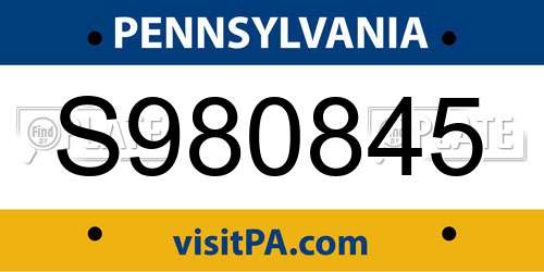 S980845 Pennsylvania License Plate
