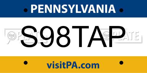 S98TAP Pennsylvania License Plate