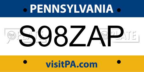 S98ZAP Pennsylvania License Plate