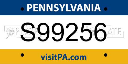 S99256 Pennsylvania License Plate
