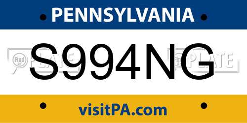 S994NG Pennsylvania License Plate