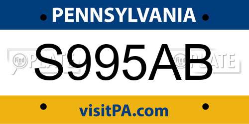 S995AB Pennsylvania License Plate