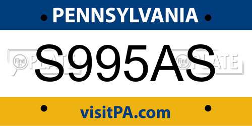 S995AS Pennsylvania License Plate