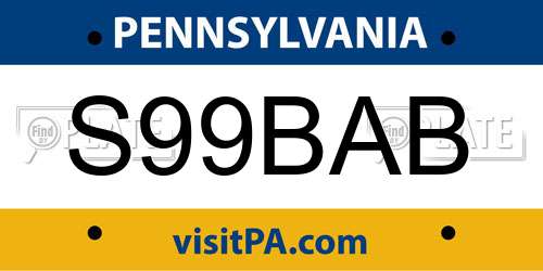S99BAB Pennsylvania License Plate