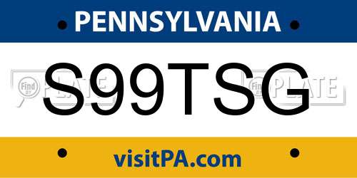 S99TSG Pennsylvania License Plate