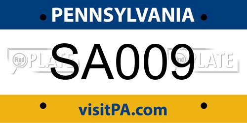 SA009 Pennsylvania License Plate