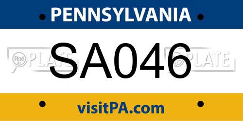 SA046 Pennsylvania License Plate