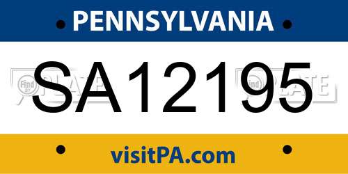 SA12195 Pennsylvania License Plate