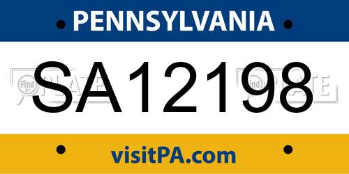 SA12198 Pennsylvania License Plate