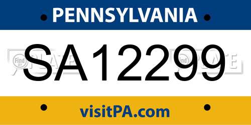 SA12299 Pennsylvania License Plate