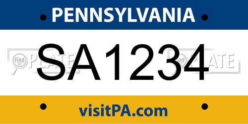 SA1234 Pennsylvania License Plate