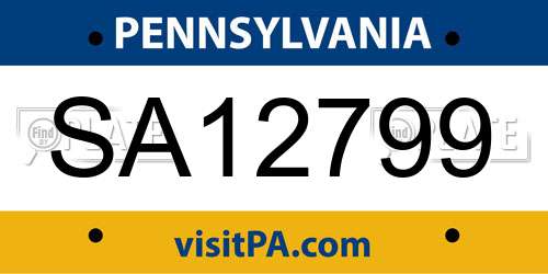 SA12799 Pennsylvania License Plate