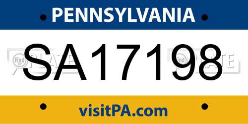 SA17198 Pennsylvania License Plate