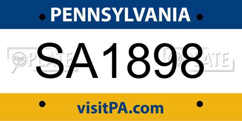 SA1898 Pennsylvania License Plate