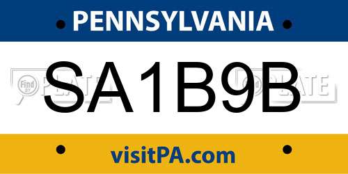 SA1B9B Pennsylvania License Plate