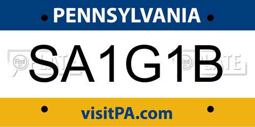 SA1G1B Pennsylvania License Plate