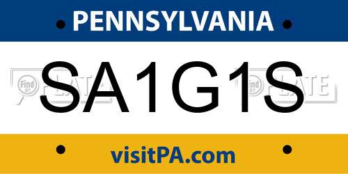 SA1G1S Pennsylvania License Plate