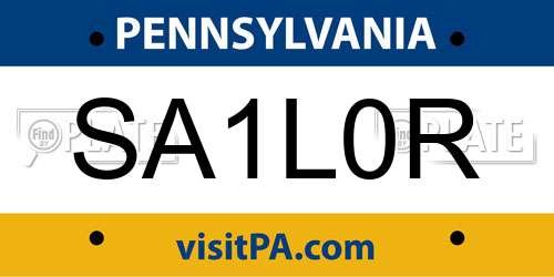 SA1L0R Pennsylvania License Plate