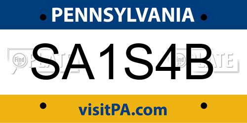 SA1S4B Pennsylvania License Plate