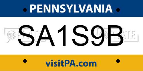 SA1S9B Pennsylvania License Plate