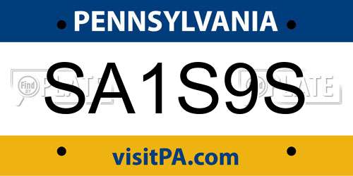 SA1S9S Pennsylvania License Plate