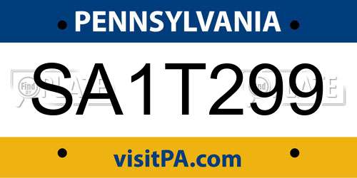 SA1T299 Pennsylvania License Plate