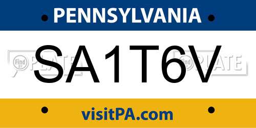 SA1T6V Pennsylvania License Plate