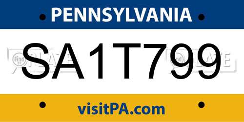 SA1T799 Pennsylvania License Plate