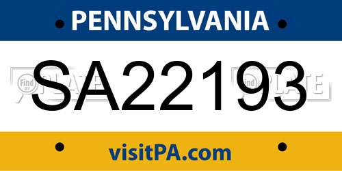 SA22193 Pennsylvania License Plate