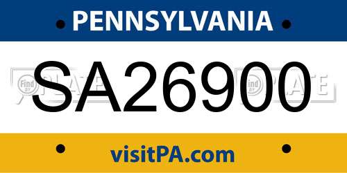 SA26900 Pennsylvania License Plate