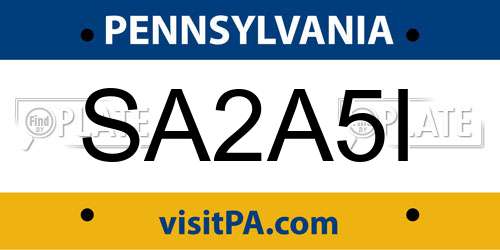 SA2A5I Pennsylvania License Plate