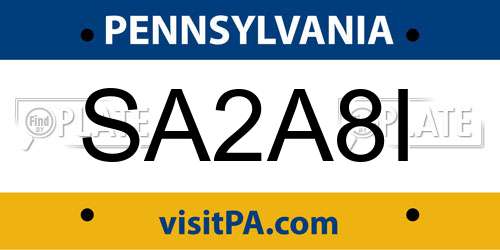 SA2A8I Pennsylvania License Plate