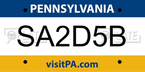 SA2D5B Pennsylvania License Plate