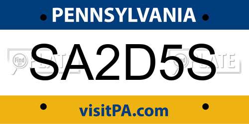 SA2D5S Pennsylvania License Plate