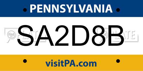 SA2D8B Pennsylvania License Plate