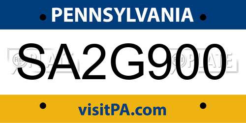 SA2G900 Pennsylvania License Plate