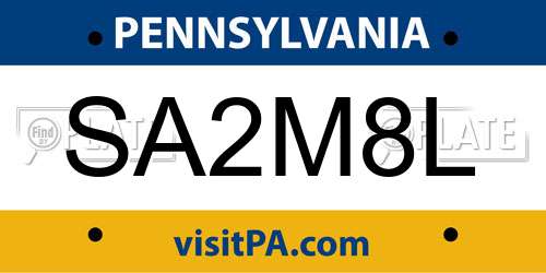 SA2M8L Pennsylvania License Plate