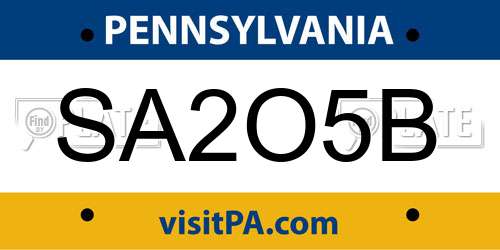 SA2O5B Pennsylvania License Plate