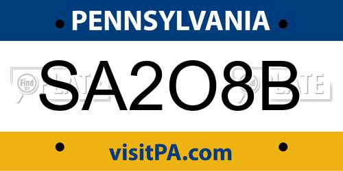 SA2O8B Pennsylvania License Plate