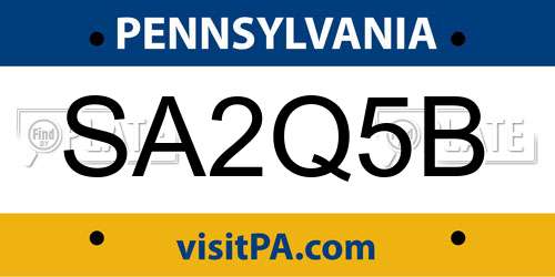 SA2Q5B Pennsylvania License Plate
