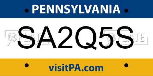 SA2Q5S Pennsylvania License Plate