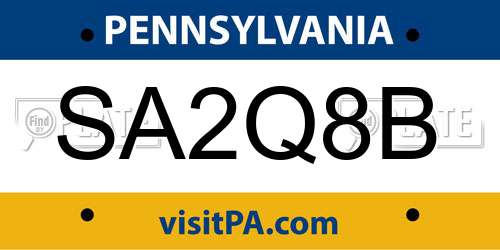 SA2Q8B Pennsylvania License Plate