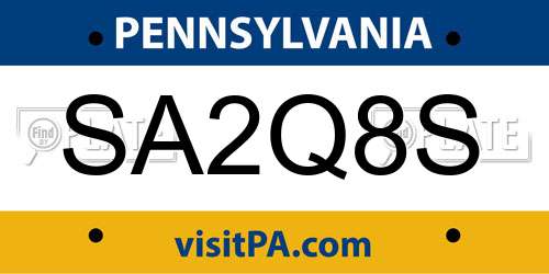 SA2Q8S Pennsylvania License Plate