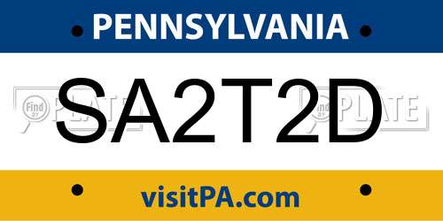 SA2T2D Pennsylvania License Plate