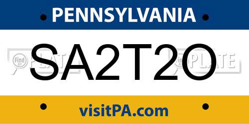 SA2T2O Pennsylvania License Plate