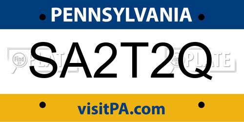 SA2T2Q Pennsylvania License Plate