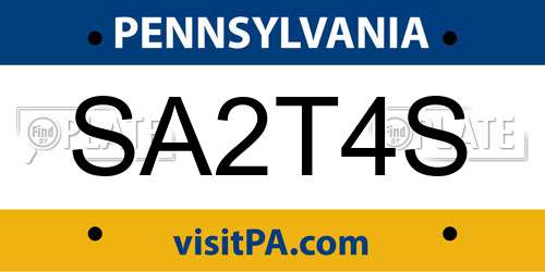 SA2T4S Pennsylvania License Plate