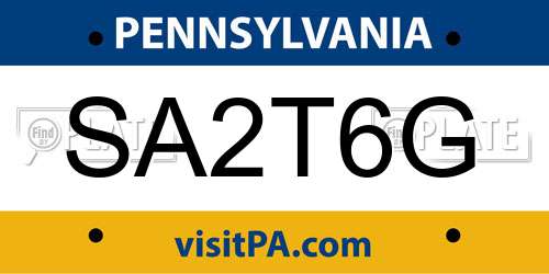SA2T6G Pennsylvania License Plate