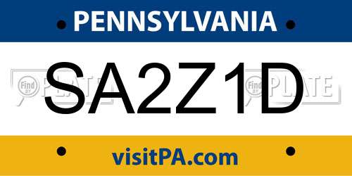 SA2Z1D Pennsylvania License Plate