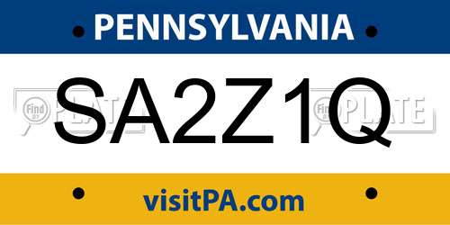 SA2Z1Q Pennsylvania License Plate